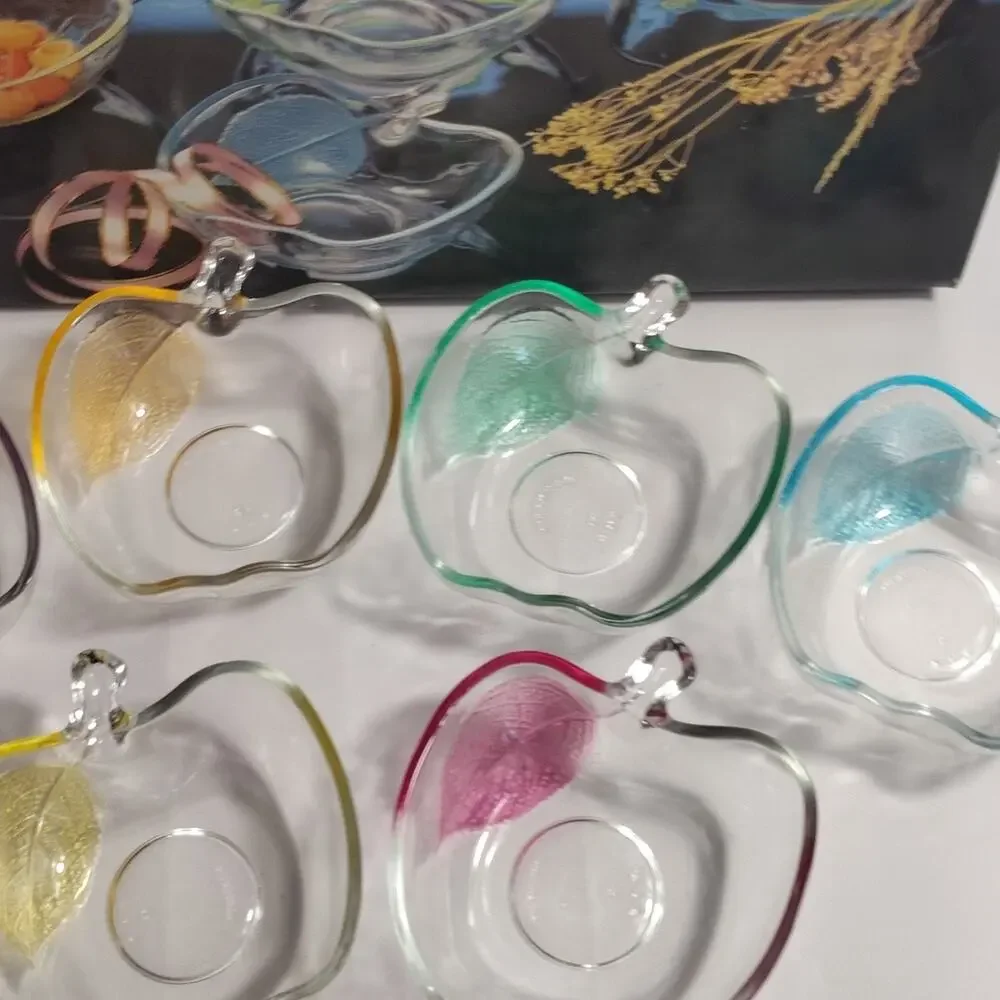 KIG Cherry Blossom Apple Glass Bowl Set 6 PC Clear w/ Box 5